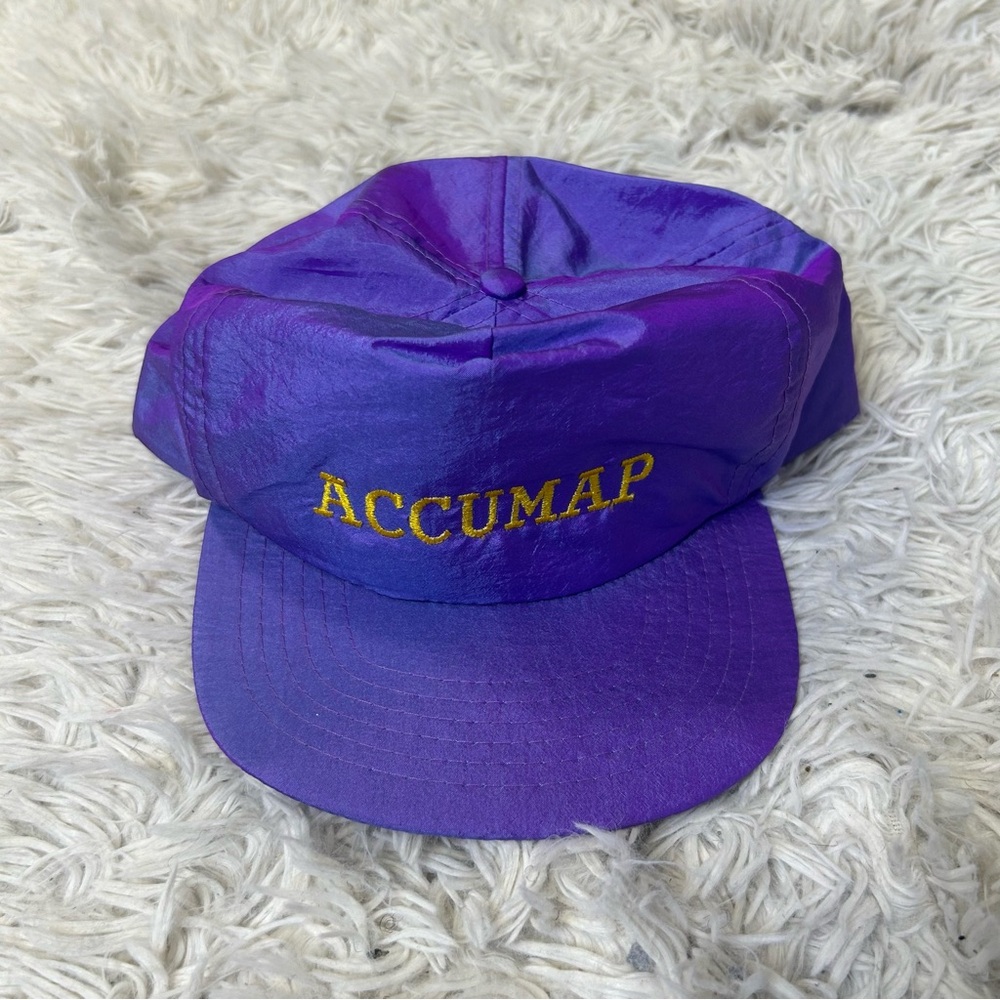 ◾️3/$25 Y2K Vintage Accumap Headline Headwear Purple Yellow Square Fit SnapBack